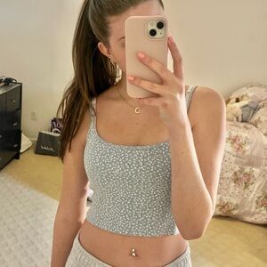 Brandy Melville Blue Floral Tank Top